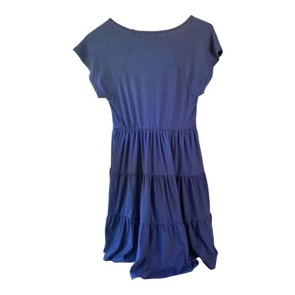 Urban Outfitters Julia Tiered Mini Dress Short Sleeves Navy Blue Womens Small - Picture 4 of 5